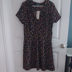 Modcloth Black Floral Dress Size 12 New With Tags
